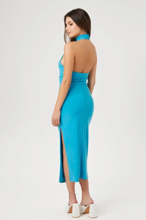 Halter Midi Slit Dress