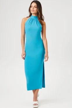 Halter Midi Slit Dress