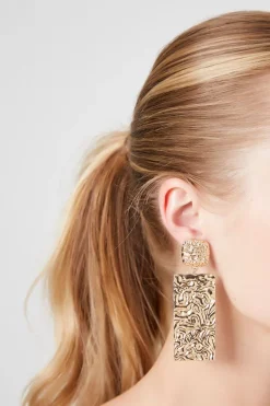 Hammered Geo Drop Earrings