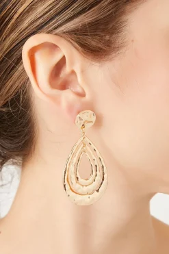 Hammered Teardrop Drop Earrings