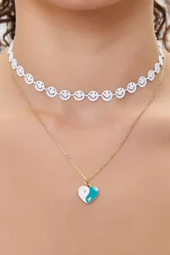 Happy Face & Yin Yang Necklace Set