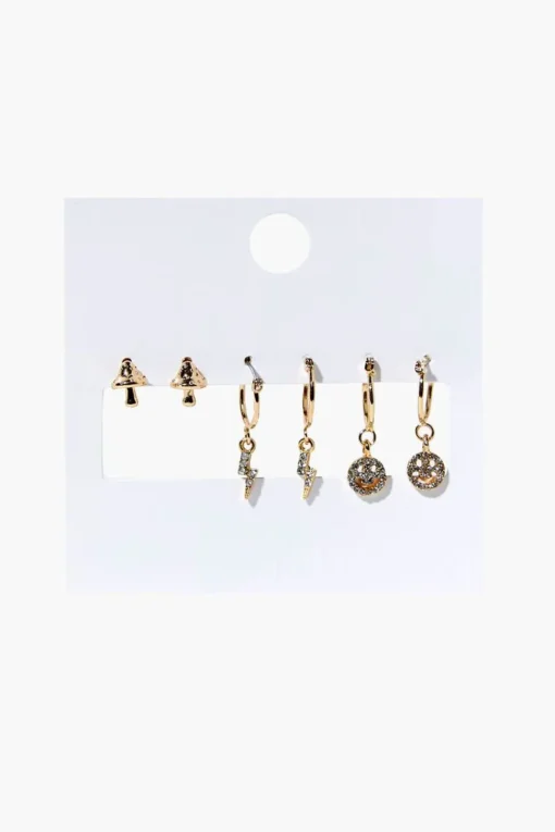 Happy Face Charm Earring Set