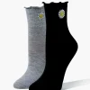 Happy Face Daisy Crew Socks - 2 Pack