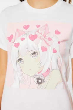 Heart Anime Girl Graphic Tee