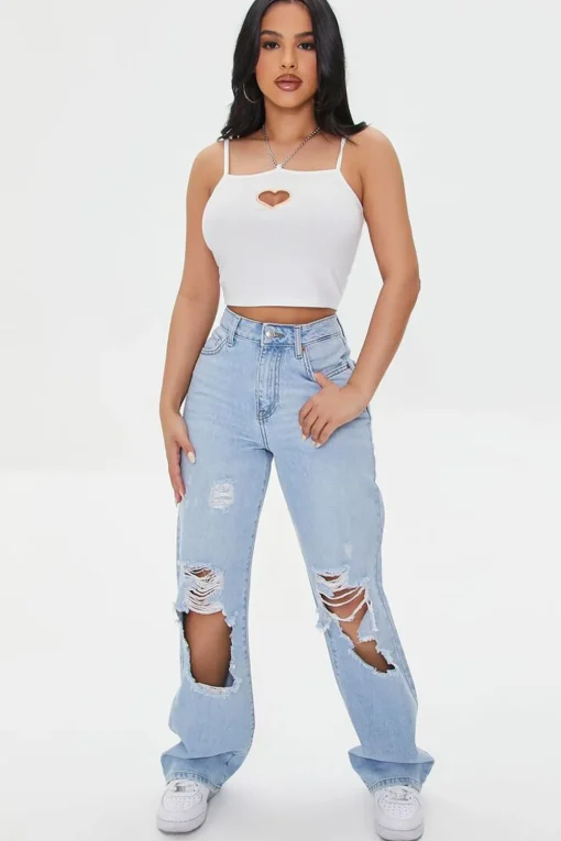 Heart Cutout Chain Cropped Cami