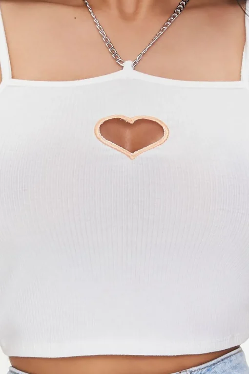 Heart Cutout Chain Cropped Cami