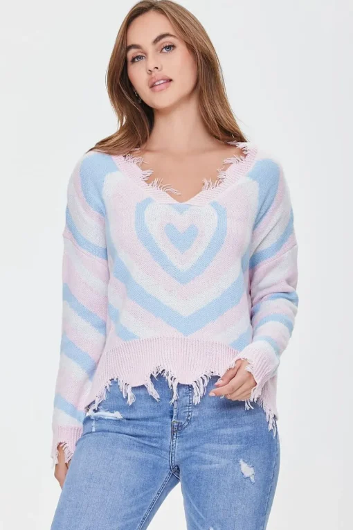 Heart Pattern Sharkbite Sweater
