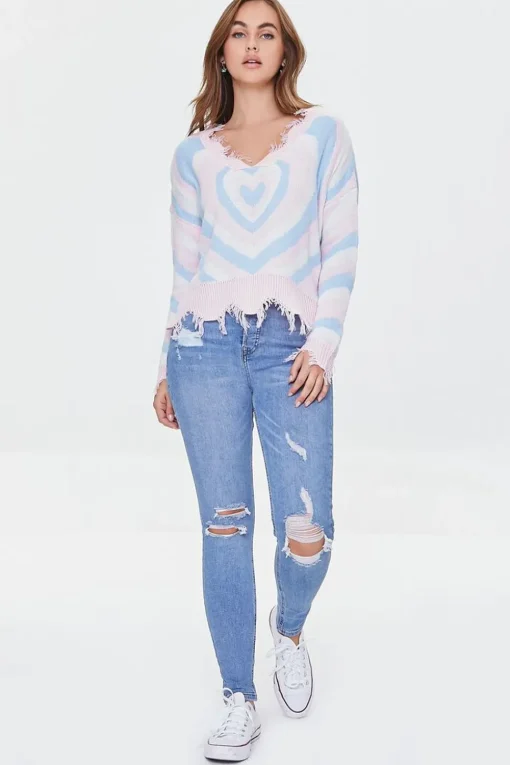 Heart Pattern Sharkbite Sweater