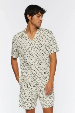Heart Print Drawstring Shorts