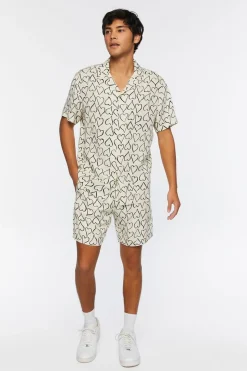 Heart Print Drawstring Shorts