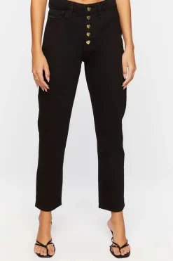 Heart-Button Straight-Leg Jeans