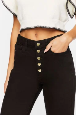 Heart-Button Straight-Leg Jeans
