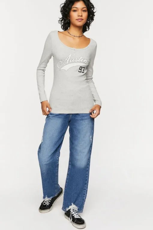 Heathered Austin Graphic Henley Tee