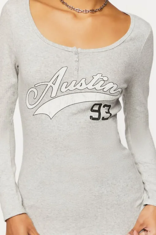 Heathered Austin Graphic Henley Tee