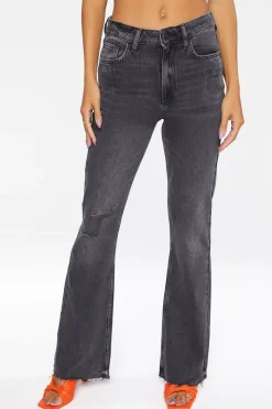 Hemp 10% Distressed Raw-Cut Bootcut Jeans