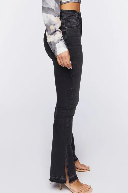 Hemp 10% High-Rise Split Flare Jeans