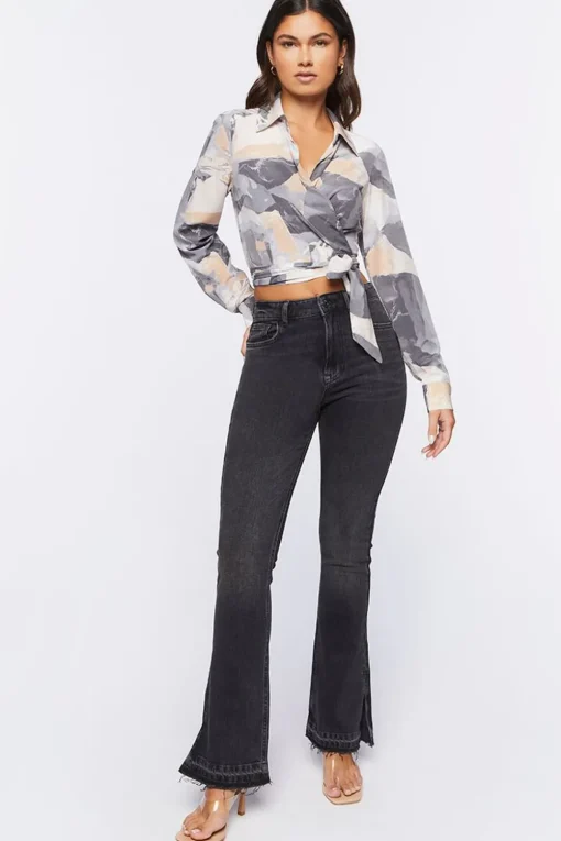Hemp 10% High-Rise Split Flare Jeans