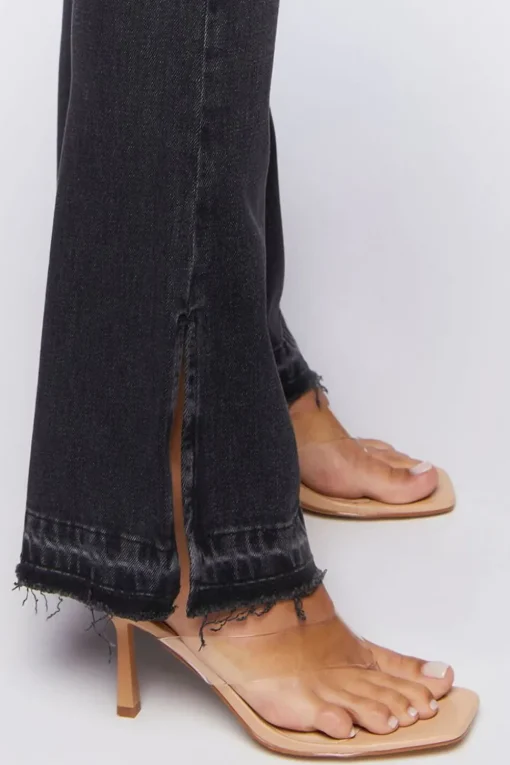 Hemp 10% High-Rise Split Flare Jeans