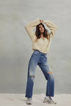Hemp 4% High-Rise Straight-Leg Jeans