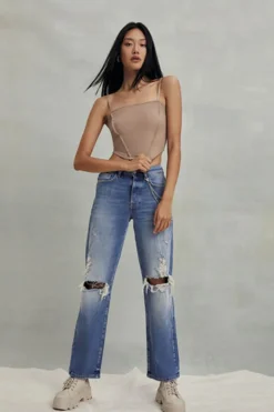 Hemp 4% High-Rise Straight-Leg Jeans