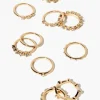 High-Polish Rhinestone Ring Set