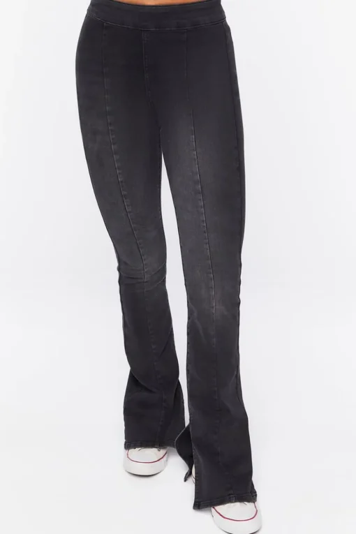 High-Rise Bootleg Split-Hem Jeans