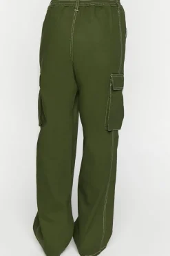 High-Rise Contrast-Trim Cargo Pants