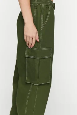 High-Rise Contrast-Trim Cargo Pants