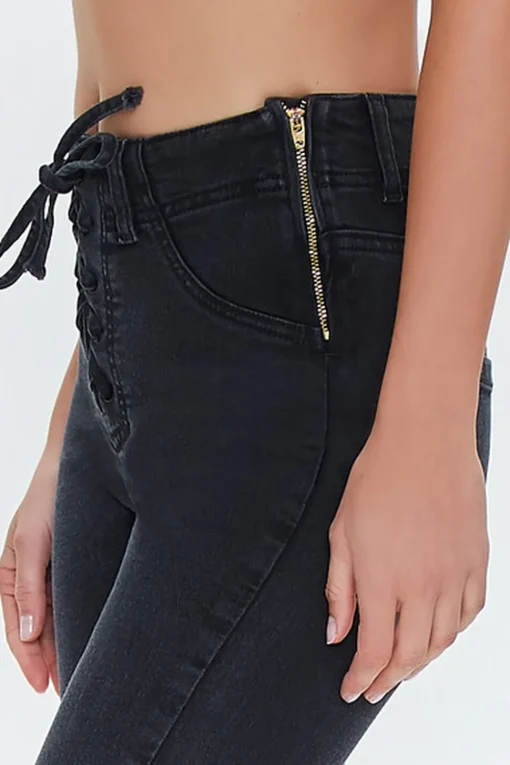 High-Rise Lace-Up Bootcut Jeans