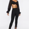 High-Rise Split Slim-Fit Pants
