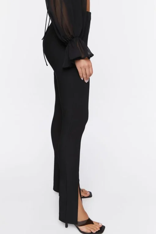 High-Rise Split Slim-Fit Pants