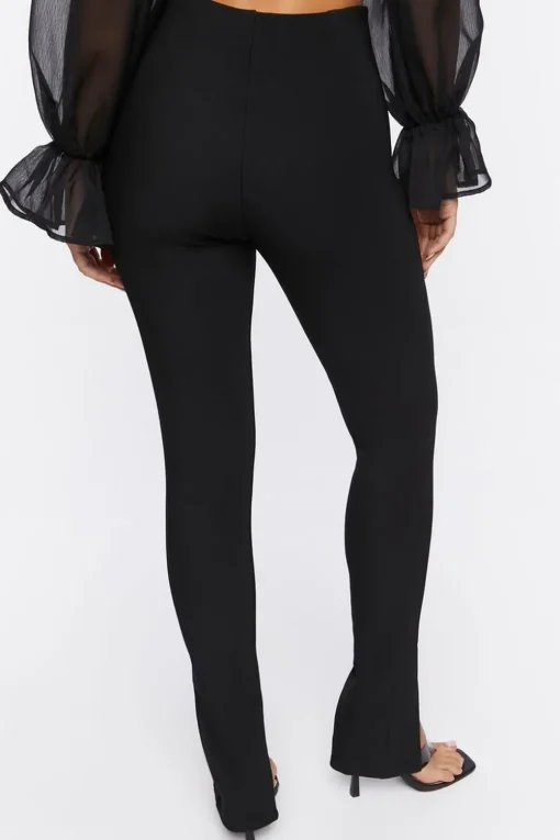 High-Rise Split Slim-Fit Pants