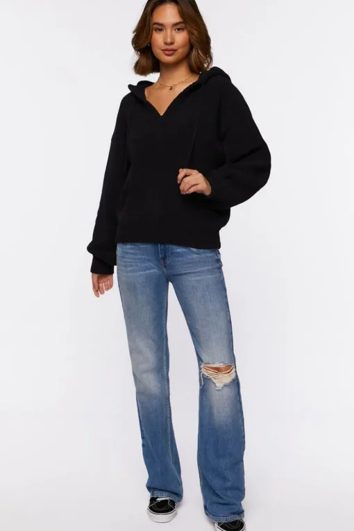 Hooded Drop-Sleeve Sweater