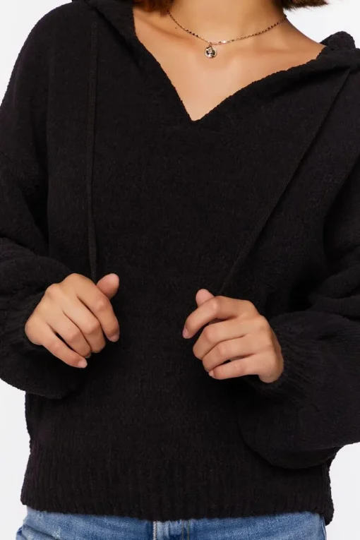 Hooded Drop-Sleeve Sweater