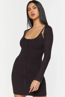 Hook-And-Eye Mini Dress & Shrug Set