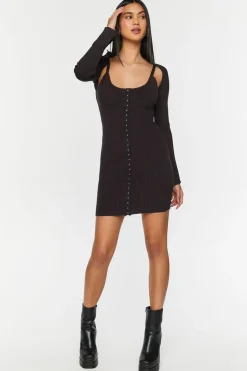 Hook-And-Eye Mini Dress & Shrug Set
