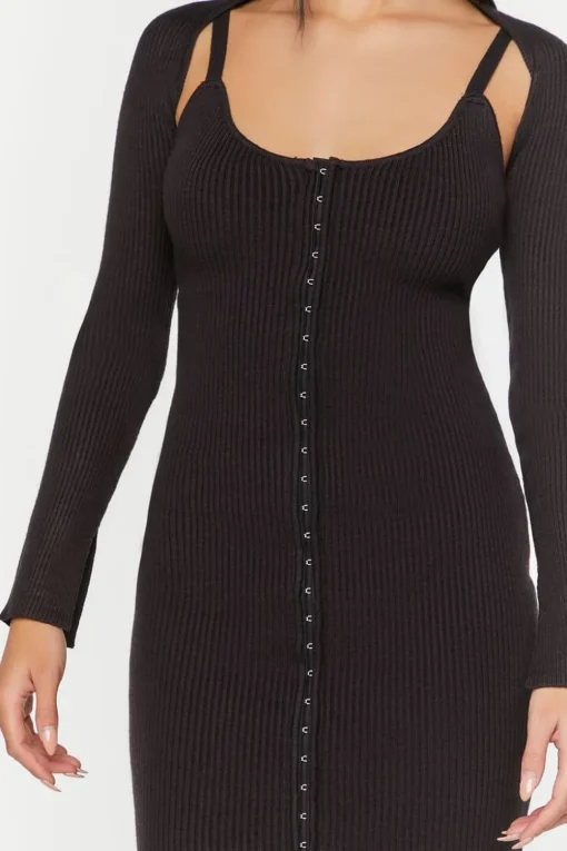 Hook-And-Eye Mini Dress & Shrug Set