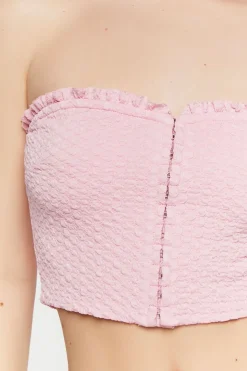 Hook-And-Eye Ruffle-Trim Crop Top