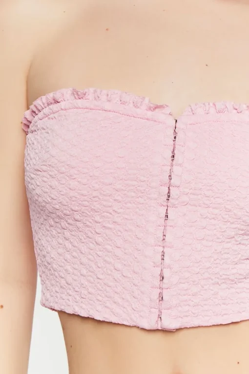 Hook-And-Eye Ruffle-Trim Crop Top