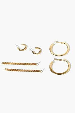 Hoop & Chain Drop Earring Set