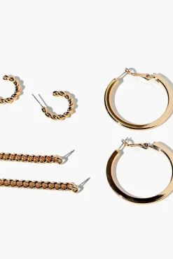 Hoop & Chain Drop Earring Set