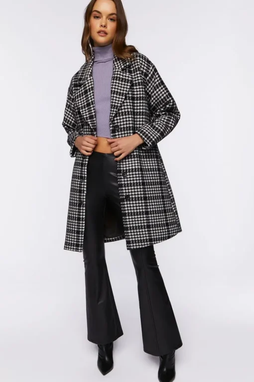 Houndstooth Button-Front Coat