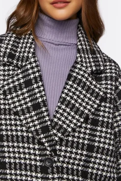 Houndstooth Button-Front Coat