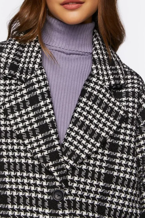 Houndstooth Button-Front Coat
