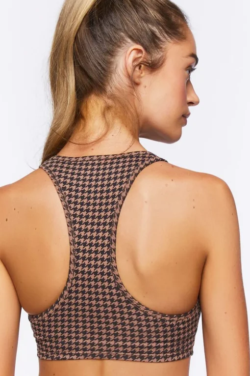Houndstooth Longline Sports Bra