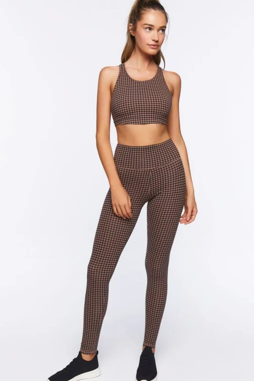Houndstooth Longline Sports Bra