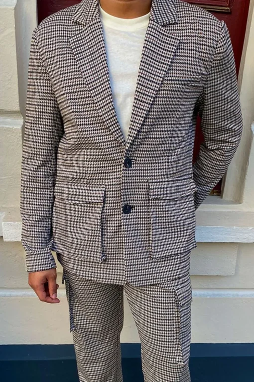 Houndstooth Notched Blazer