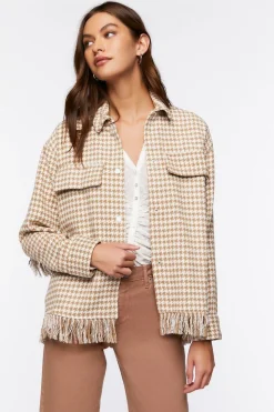 Houndstooth Tassel-Trim Jacket