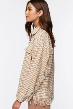 Houndstooth Tassel-Trim Jacket