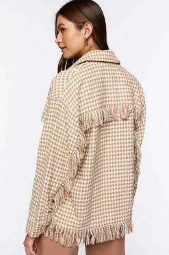 Houndstooth Tassel-Trim Jacket